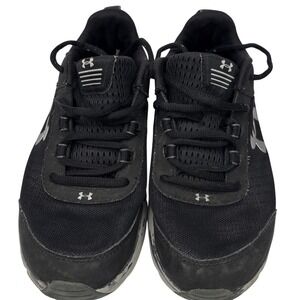 Under Armour Charged Assert Size 6Y Running Sneakers Kids Black White Pre- Owned